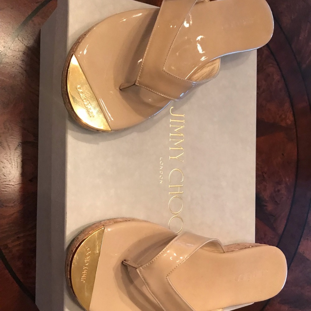 Authentic Jimmy Choo patent Pence wedges